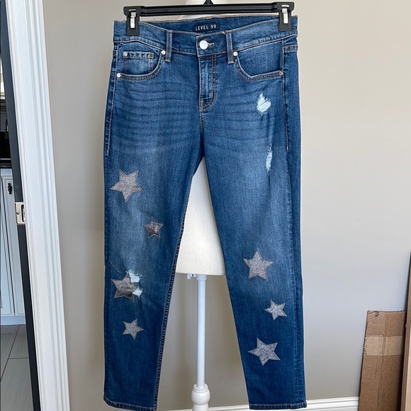 Level 99 Women's Blue Star Embellished Jeans - Picture 1 of 4